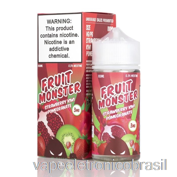 Vape Recarregável Morango Kiwi Romã - Fruta Monstro - 100ml 0mg
